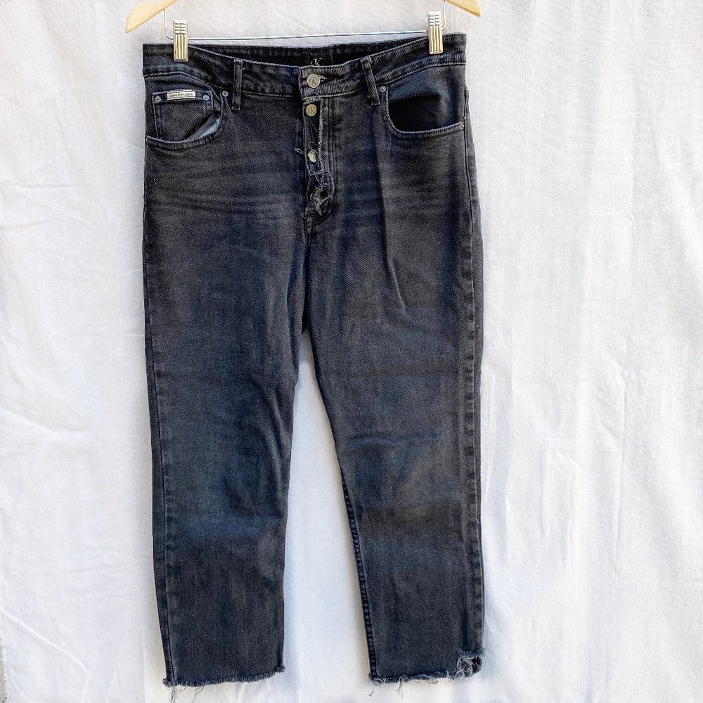 Calvin Klein Distressed Button Fly Jeans Black 31